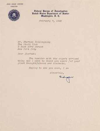 Lot #279 J. Edgar Hoover (5) Typed Letters Signed - Image 6