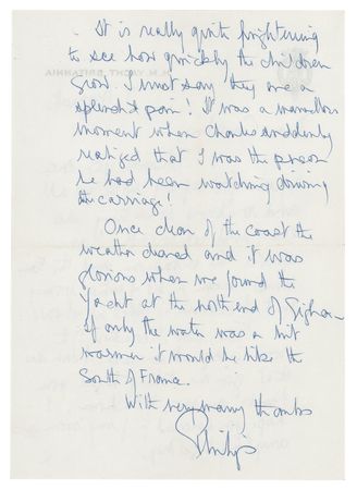 Lot #320 Prince Philip Autograph Letter Signed on the Royal Children: 