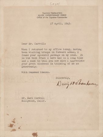 Lot #63 Dwight D. Eisenhower War-Dated Typed Letter Signed on 