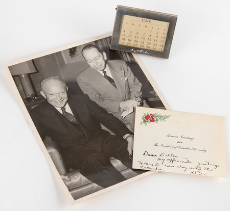 Lot #66 Dwight D. Eisenhower Signed Holiday Card as President of Columbia University with Original Gift Calendar - Image 1