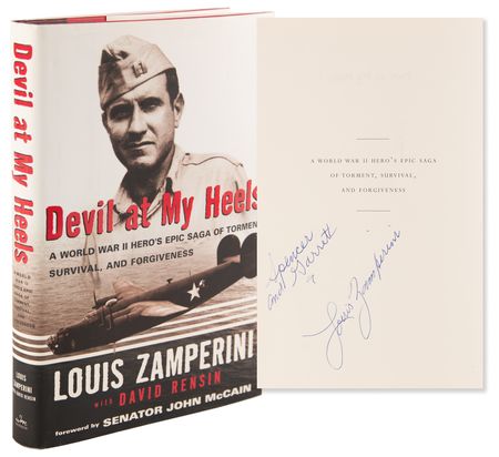 Lot #576 Louis Zamperini Signed Book - Devil at My Heels - Image 1