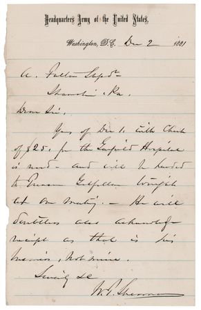 Lot #543 William T. Sherman Autograph Letter Signed - Image 1
