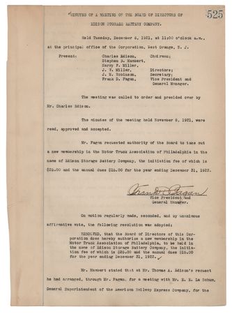 Lot #264 Thomas Edison Signed ?Edison Storage Battery Company? Document - Discount Agreement with the American Railway Express Company - Image 2