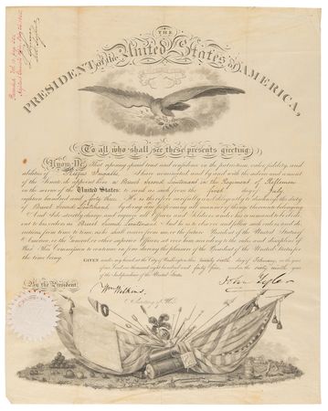 Lot #147 John Tyler Document Signed as President - Appointment for Future U.S. Quartermaster General Rufus Ingalls - Image 1