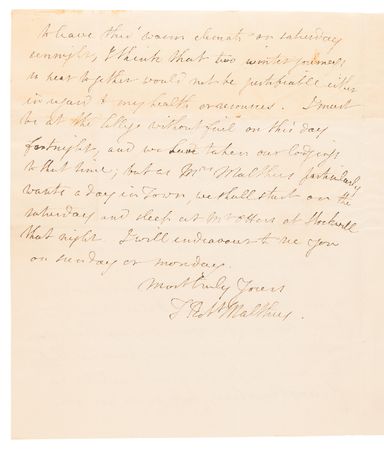 Lot #224 Thomas Robert Malthus Autograph Letter Signed on the Population Question: 