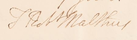 Lot #224 Thomas Robert Malthus Autograph Letter Signed on the Population Question: 