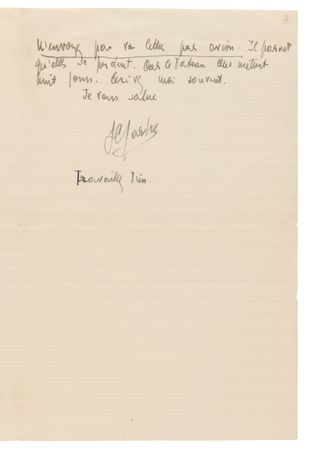 Lot #710 Jean-Paul Sartre Autograph Letter Signed: 