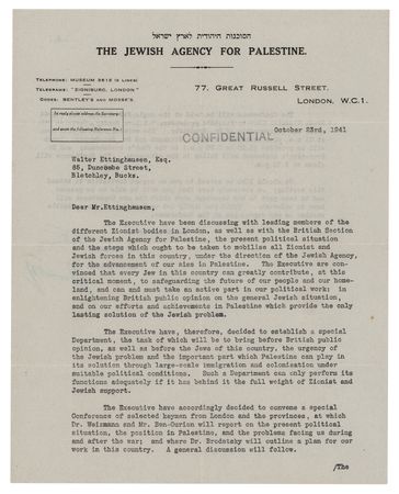 Lot #174 Chaim Weizmann World War II-Dated Typed Letter Signed: 