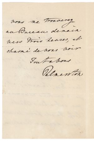 Lot #333 Henry John Temple, 3rd Viscount Palmerston Autograph Letter Signed - Image 2