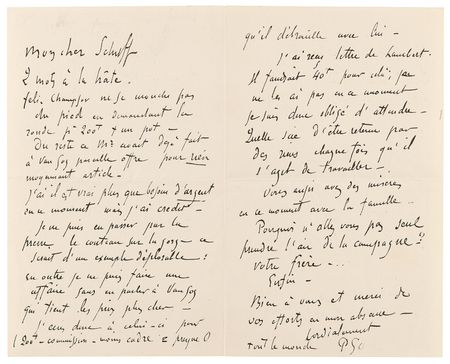 Lot #657 Paul Gauguin Autograph Letter Signed on Art: 