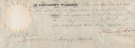 Lot #148 John Tyler Partial Document Signed as President - Image 2