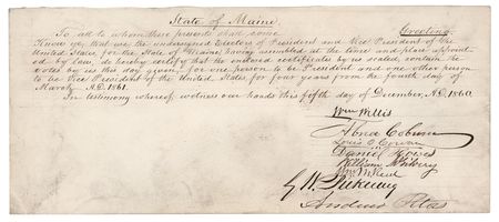Lot #12 Abraham Lincoln: Maine State Electors (8) Multi-Signed Envelope for the 1860 Presidential Election - Image 1