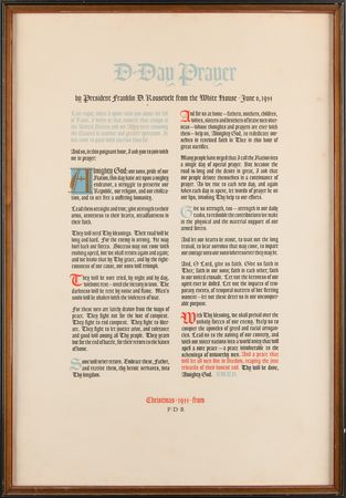 Lot #365 Franklin D. Roosevelt 1944 'D-Day Prayer' Broadside, Given to White House Staff at Christmas - Image 1