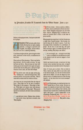 Lot #365 Franklin D. Roosevelt 1944 'D-Day Prayer' Broadside, Given to White House Staff at Christmas - Image 2