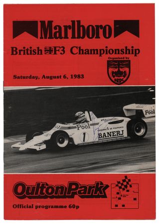 Lot #965 Ayrton Senna Signed 1983 British Formula Three Championship Program - Also Signed by Drivers Davy Jones and Calvin Fish - Image 1