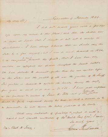 Lot #8 James Buchanan Autograph Letter Signed: 