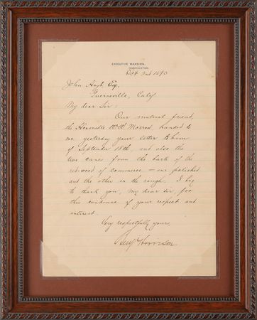 Lot #77 Benjamin Harrison Letter Signed as President - Image 1