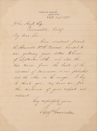 Lot #77 Benjamin Harrison Letter Signed as President - Image 2
