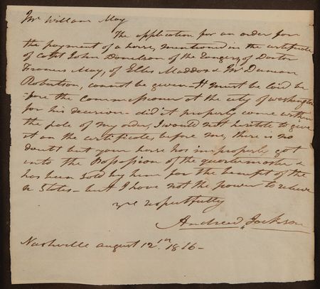 Lot #5 Andrew Jackson Autograph Letter Signed: 