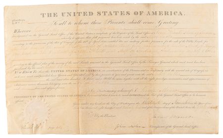 Lot #99 James Monroe Document Signed as President - Image 1