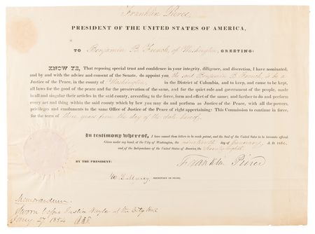 Lot #104 Franklin Pierce Document Signed as President - Image 1