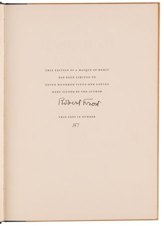 Lot #725 Robert Frost Signed Book - A Masque of Mercy (Ltd. Ed. #357/751) - Image 4