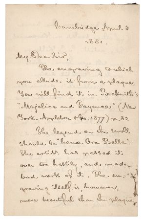 Lot #737 Henry Wadsworth Longfellow Autograph Letter Signed on Ceramics - Image 1