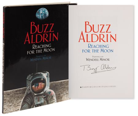 Lot #593 Buzz Aldrin Signed Book - Reaching for the Moon - Image 1