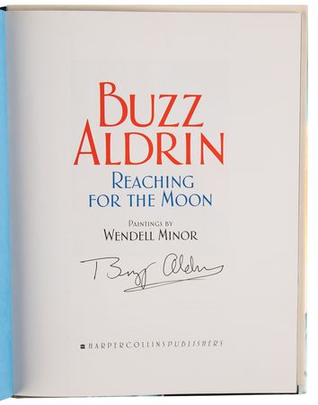 Lot #593 Buzz Aldrin Signed Book - Reaching for the Moon - Image 4