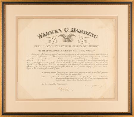Lot #75 Warren G. Harding Document Signed as President - Image 1