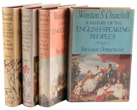 Lot #387 Winston Churchill Signed Book Set - A History of the English-Speaking Peoples - Image 1