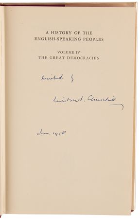 Lot #387 Winston Churchill Signed Book Set - A History of the English-Speaking Peoples - Image 3