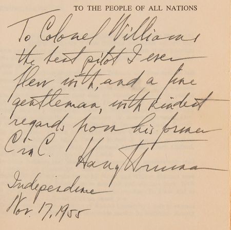 Lot #552 Harry S. Truman Signed Book - Memoirs: Year of Decisions, Presented to His Presidential Pilot - Image 2