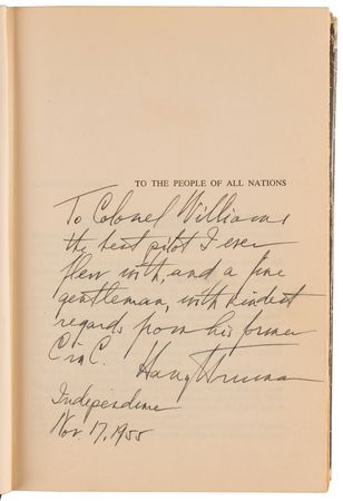 Lot #552 Harry S. Truman Signed Book - Memoirs: Year of Decisions, Presented to His Presidential Pilot - Image 4