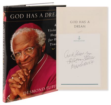 Lot #342 Desmond Tutu Signed Book - God Has a Dream - Image 1