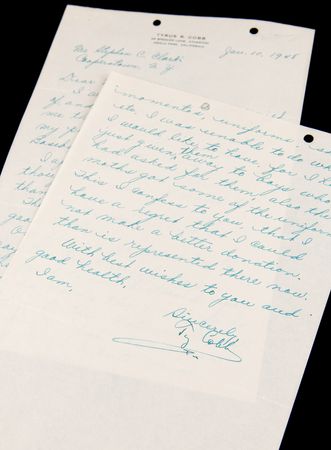 Lot #936 Ty Cobb Letter Signed to the Baseball Hall of Fame's Founder, on 
