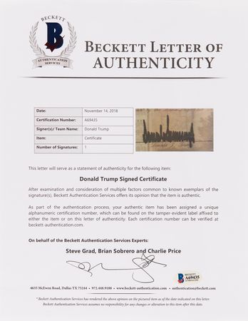 Lot #125 Donald Trump Signed Membership Certificate for the Mar-a-Lago Club - Image 4