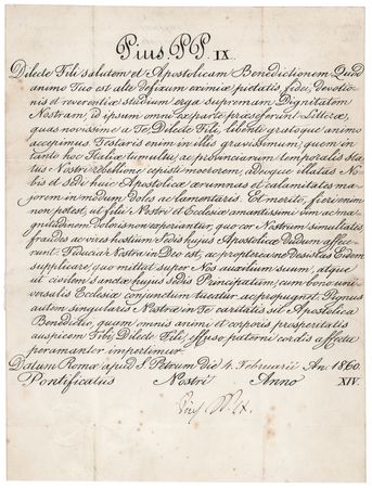 Lot #318 Pope Pius IX Letter Signed on 