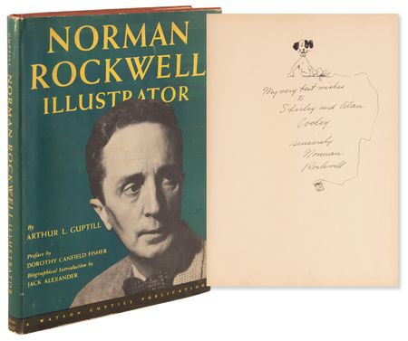 Lot #663 Norman Rockwell Signed Dog Sketch in Book - Norman Rockwell: Illustrator - Image 1