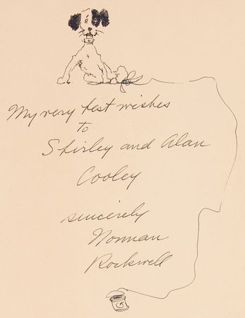 Lot #663 Norman Rockwell Signed Dog Sketch in Book - Norman Rockwell: Illustrator - Image 2