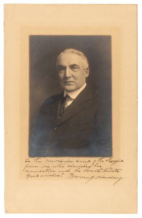 Lot #74 Warren G. Harding Signed Photograph by the Harris & Ewing Studio - Image 1