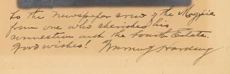 Lot #74 Warren G. Harding Signed Photograph by the Harris & Ewing Studio - Image 2