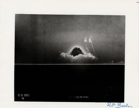 Lot #444 Atomic Bomb: Robert Bacher Signed Photograph - 'Trinity (2.0 Sec.)' - Image 1