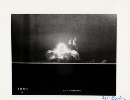 Lot #445 Atomic Bomb: Robert Bacher Signed Photograph - 'Trinity (4.0 Sec.)' - Image 1