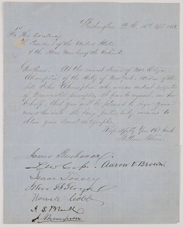 Lot #9 James Buchanan and Cabinet Signatures - Never Before Seen on a Single Page - Image 1