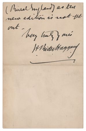 Lot #728 H. Rider Haggard Autograph Letter Signed - Image 2