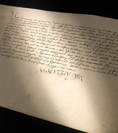 Lot #182 King Henry VIII Document Signed, Ratifying the Treaty of London - Establishing a League to Contain French Power - Image 1
