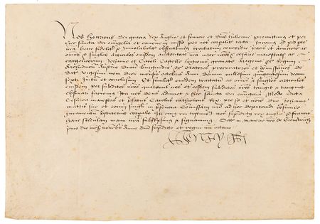 Lot #182 King Henry VIII Document Signed, Ratifying the Treaty of London - Establishing a League to Contain French Power - Image 2