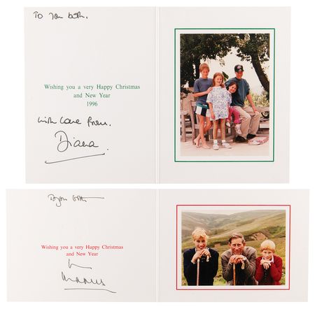 Lot #183 Princess Diana and King Charles III (2) Signed Christmas Cards (1996) - Image 1