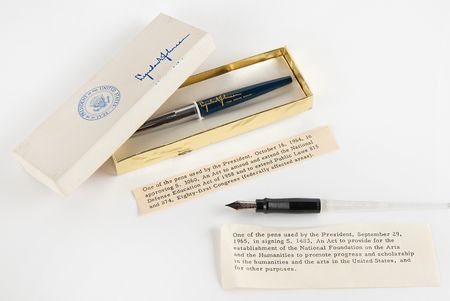 Lot #25 Lyndon B. Johnson Collection of (9) Presidential Bill Signer Pens (1964-1968) - Image 1
